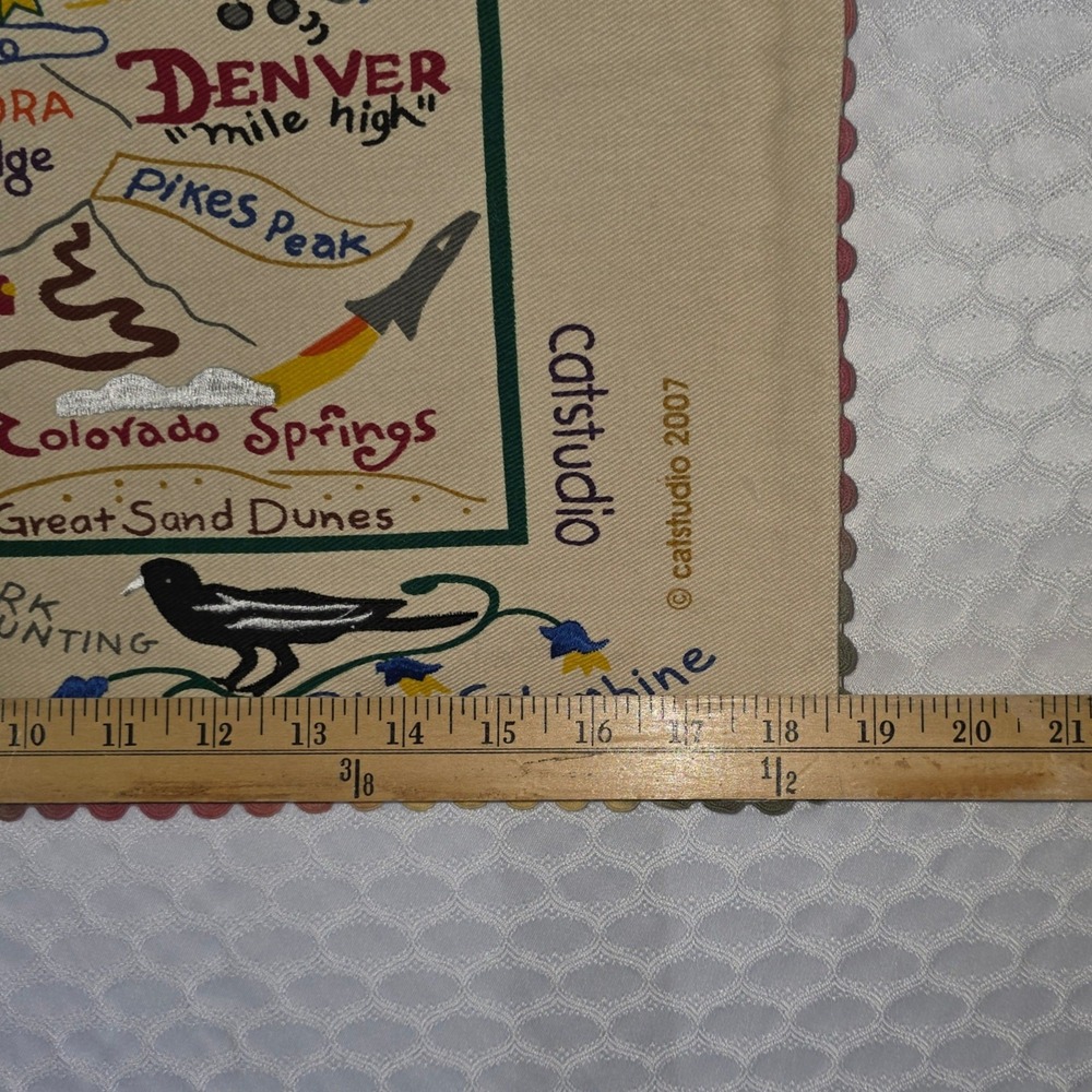Catstudio State of Colorado Embroidered Placemat Cotton Canvas Map - Picture 2 of 11